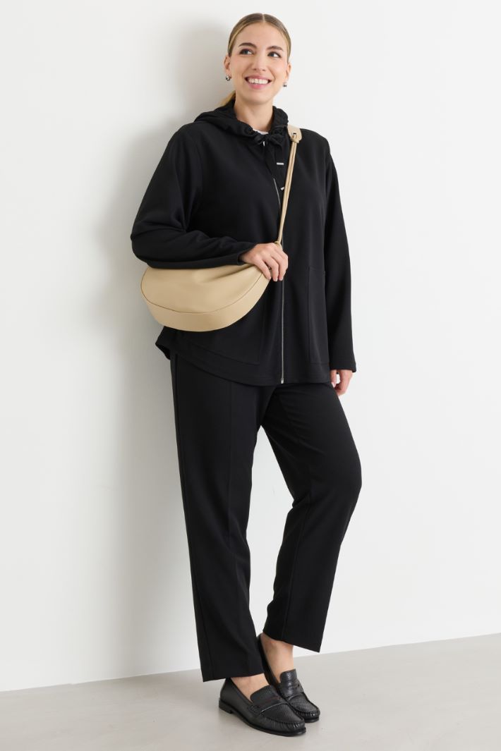 Crepe jersey trousers - BLACK - Intrend