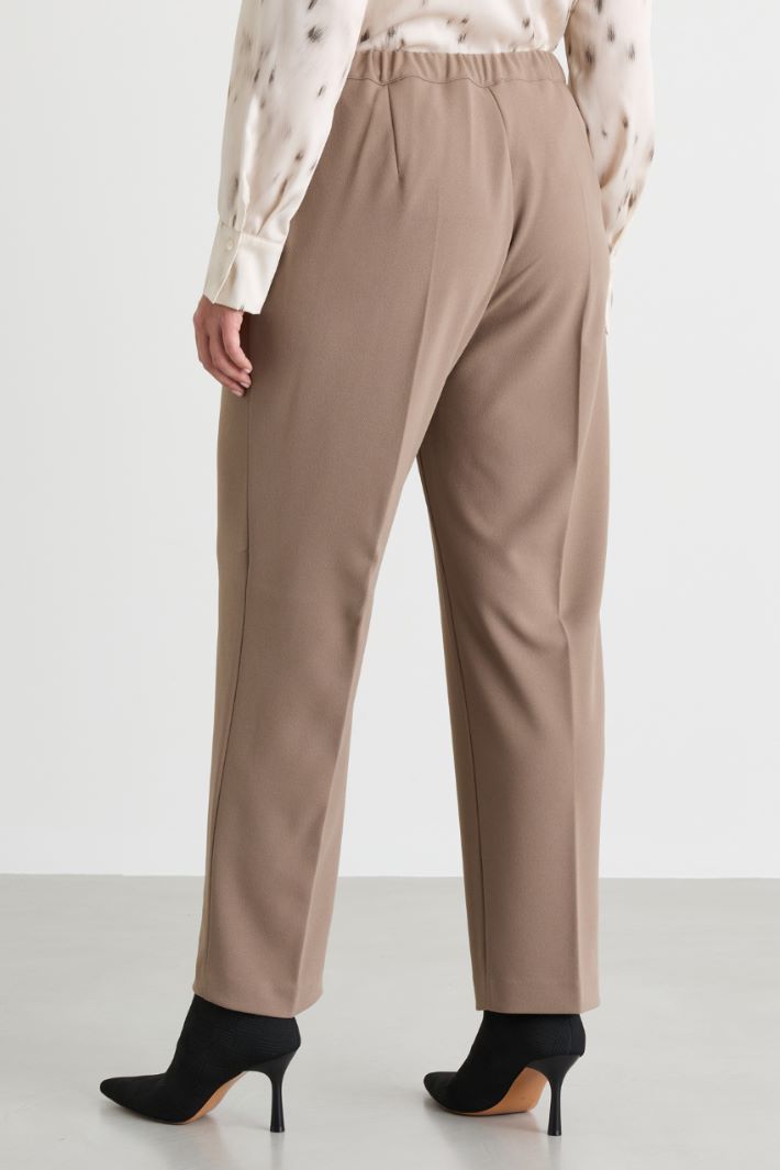 Crepe jersey trousers - BEIGE - Intrend - 4