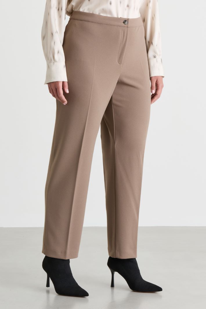 Crepe jersey trousers - BEIGE - Intrend - 2