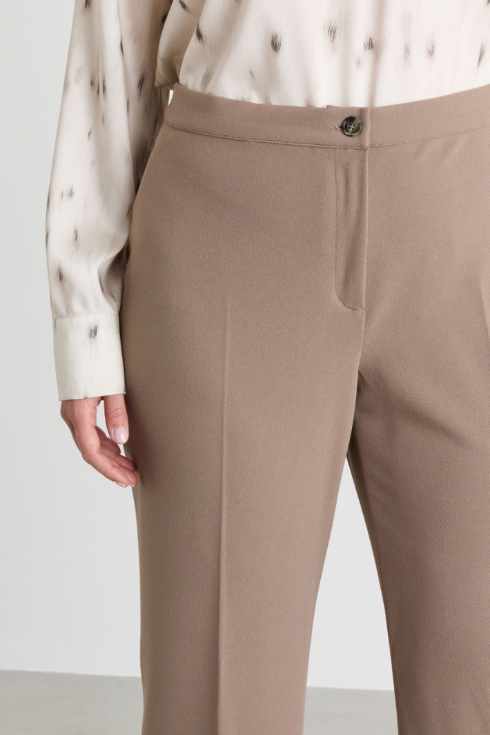 Crepe jersey trousers - BEIGE - Intrend - 3
