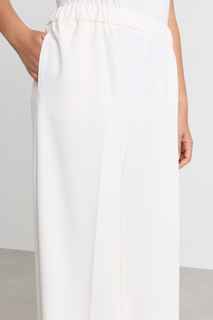 Compact jersey palazzo trousers - WHITE - Intrend - 3