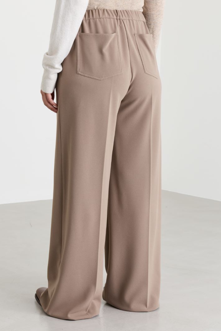 Compact jersey palazzo trousers - BEIGE - Intrend - 4