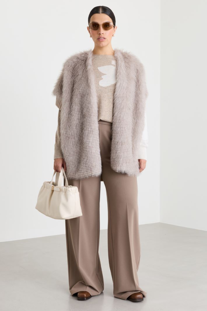 Compact jersey palazzo trousers - BEIGE - Intrend