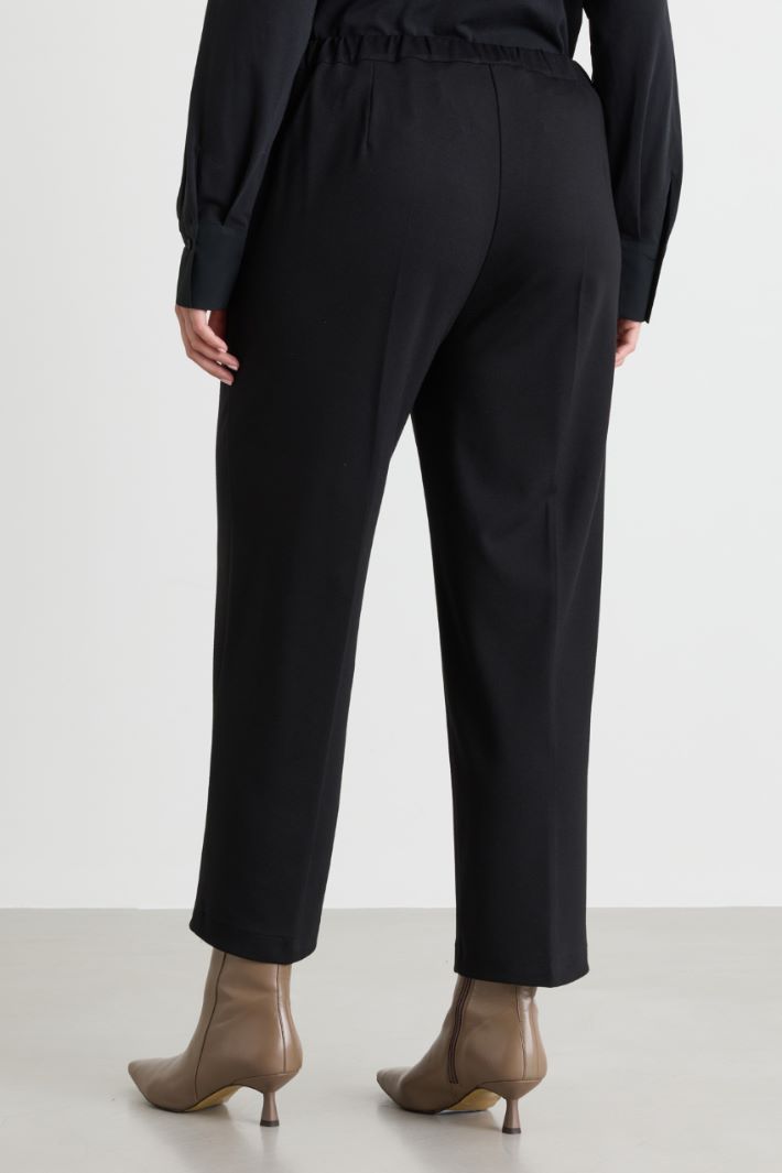 Cropped jersey trousers - BLACK - Intrend - 4