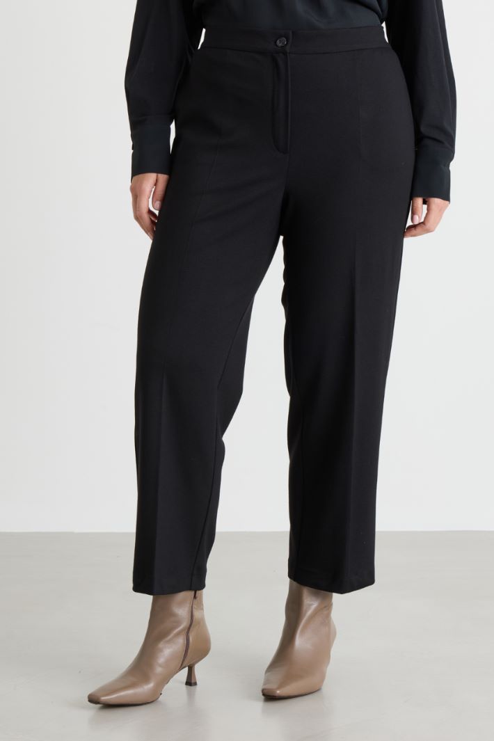 Cropped jersey trousers - BLACK - Intrend - 2