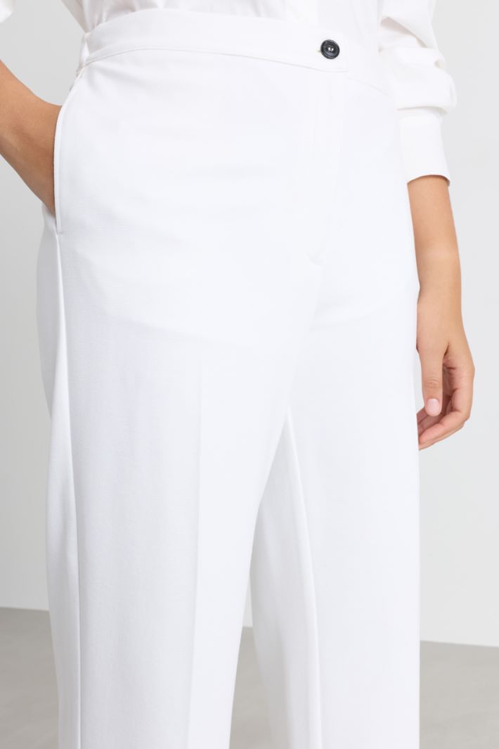 Cropped jersey trousers - WHITE - Intrend - 3