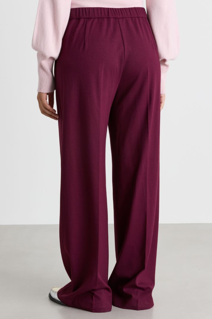 Wide leg jersey trousers - BORDEAUX - Intrend - 4