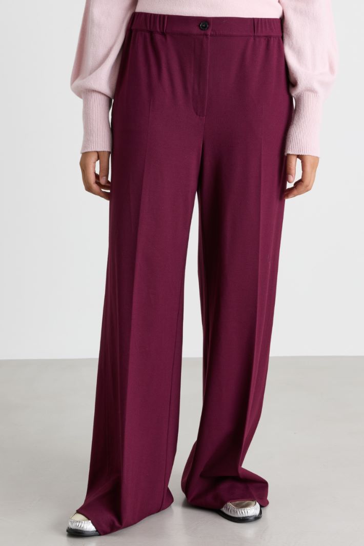 Wide leg jersey trousers - BORDEAUX - Intrend - 2