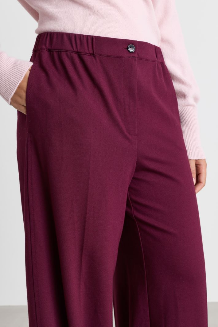 Wide leg jersey trousers - BORDEAUX - Intrend - 3