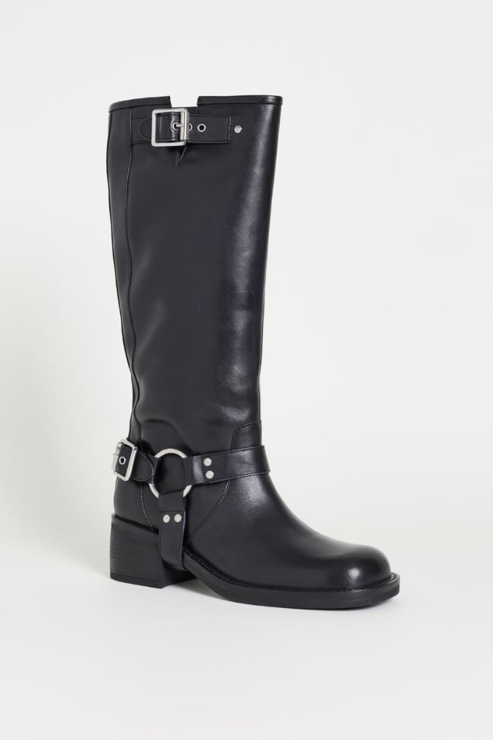 Leather biker boots - BLACK - Intrend - 2