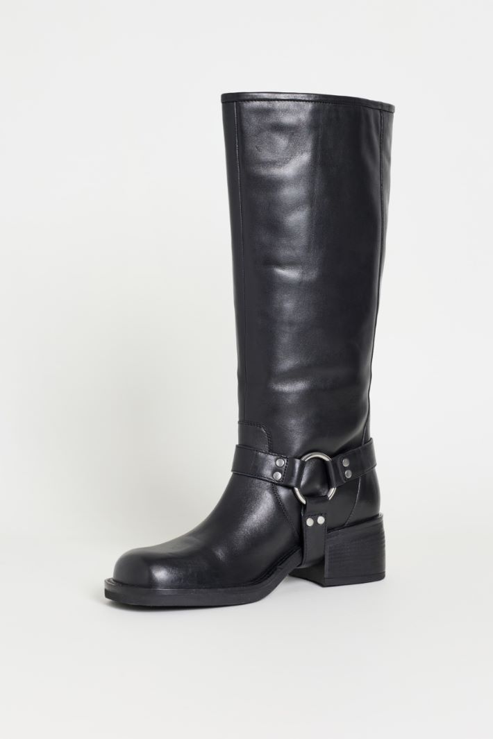 Leather biker boots - BLACK - Intrend - 3