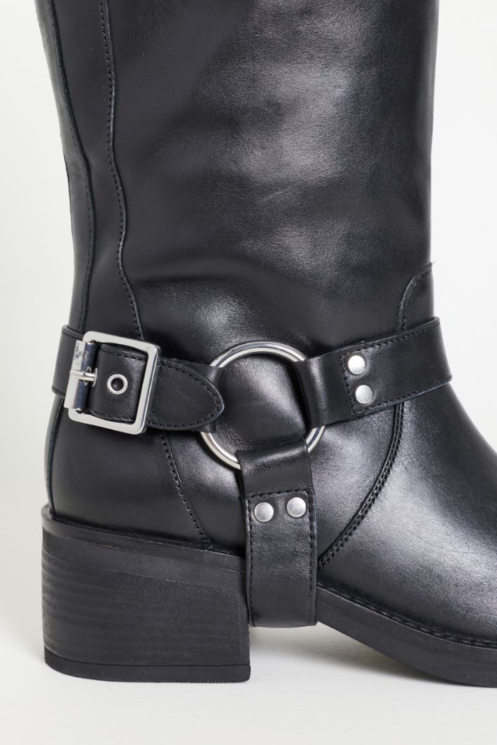 Leather biker boots - BLACK - Intrend - 4