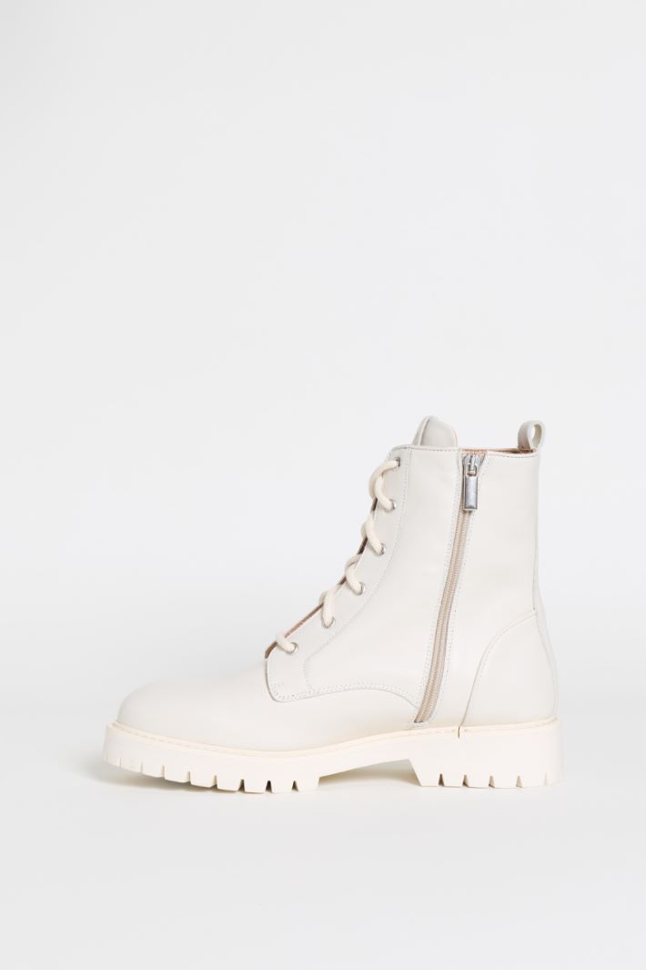 Leather combat boots - WHITE - Intrend - 3
