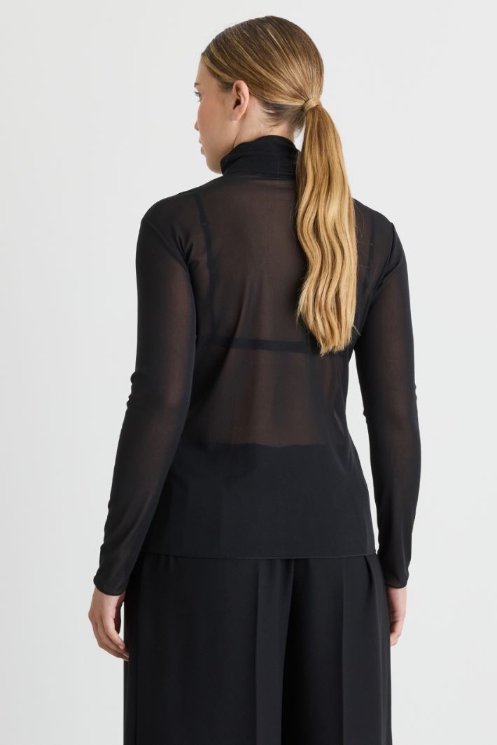 Maglia dolcevita in tulle - NERO - Intrend - 4