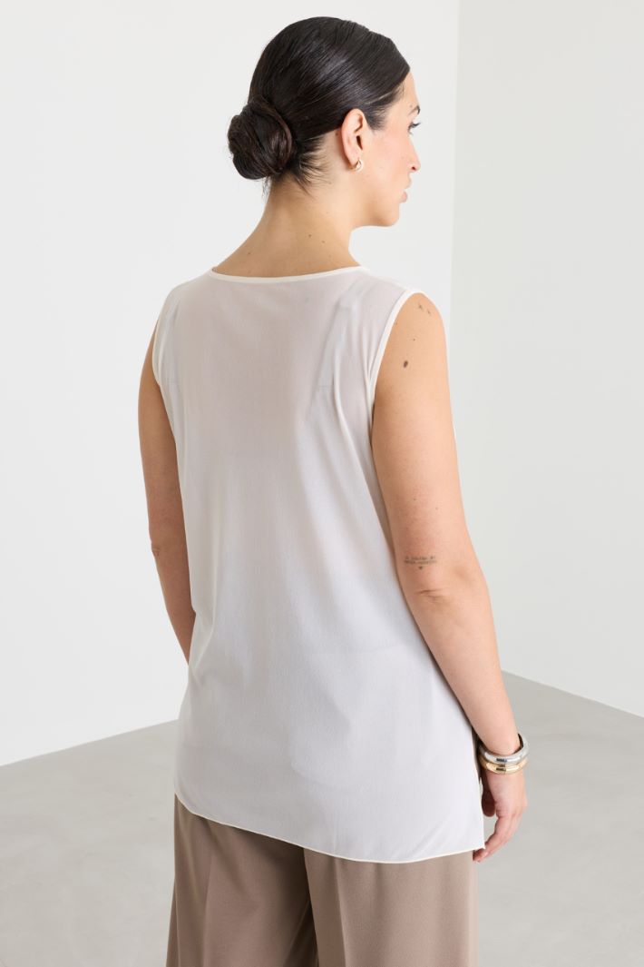 Top in tulle jersey - BIANCO - Intrend - 4