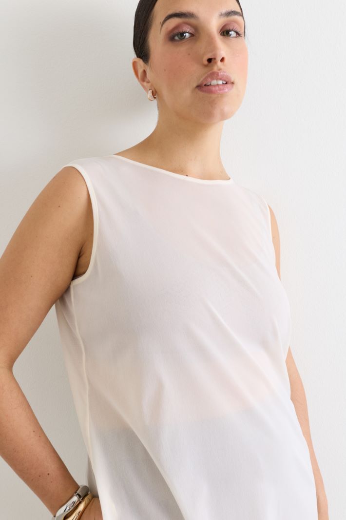 Top in tulle jersey - BIANCO - Intrend - 3