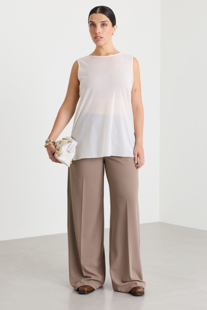 Top in tulle jersey - BIANCO - Intrend