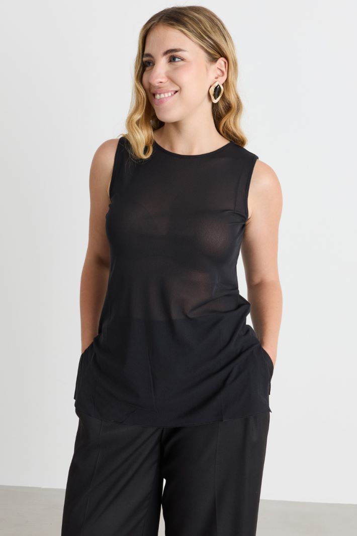 Top in tulle jersey - NERO - Intrend - 2