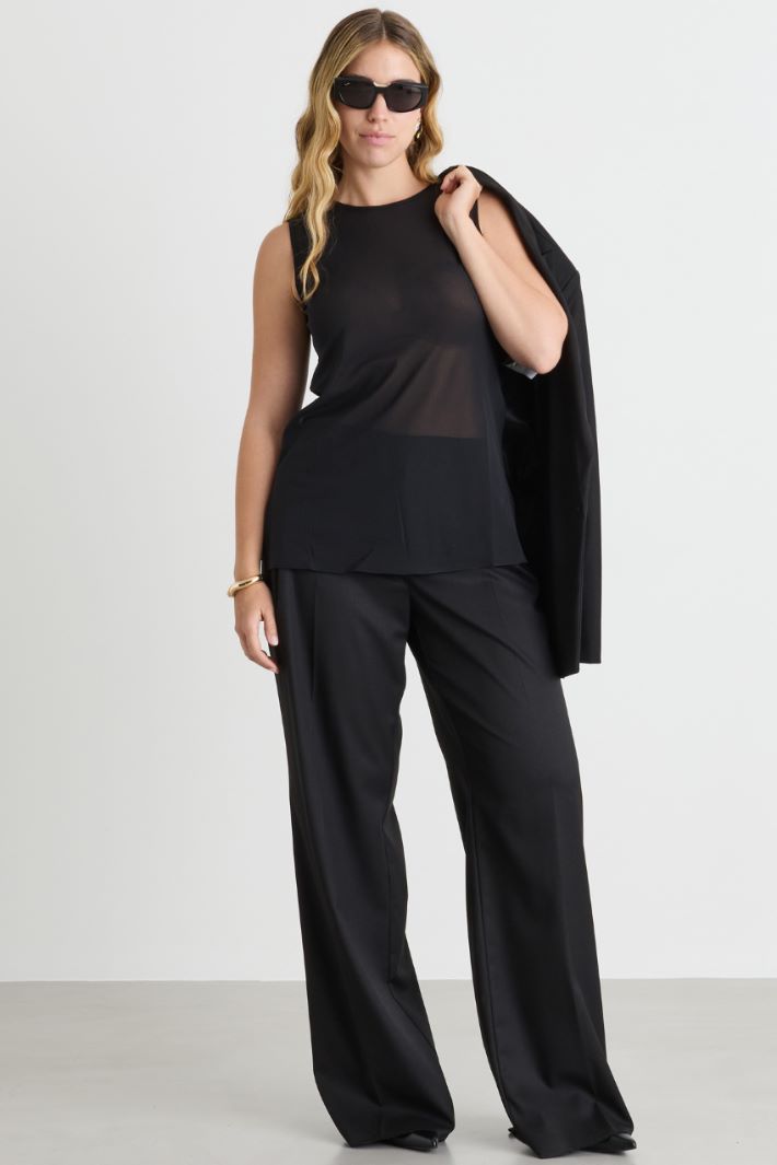 Top in tulle jersey - NERO - Intrend