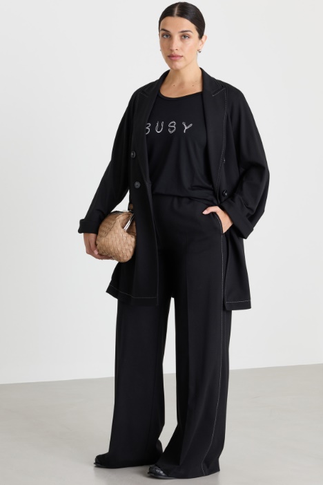Double-breasted jersey coat - Intrend