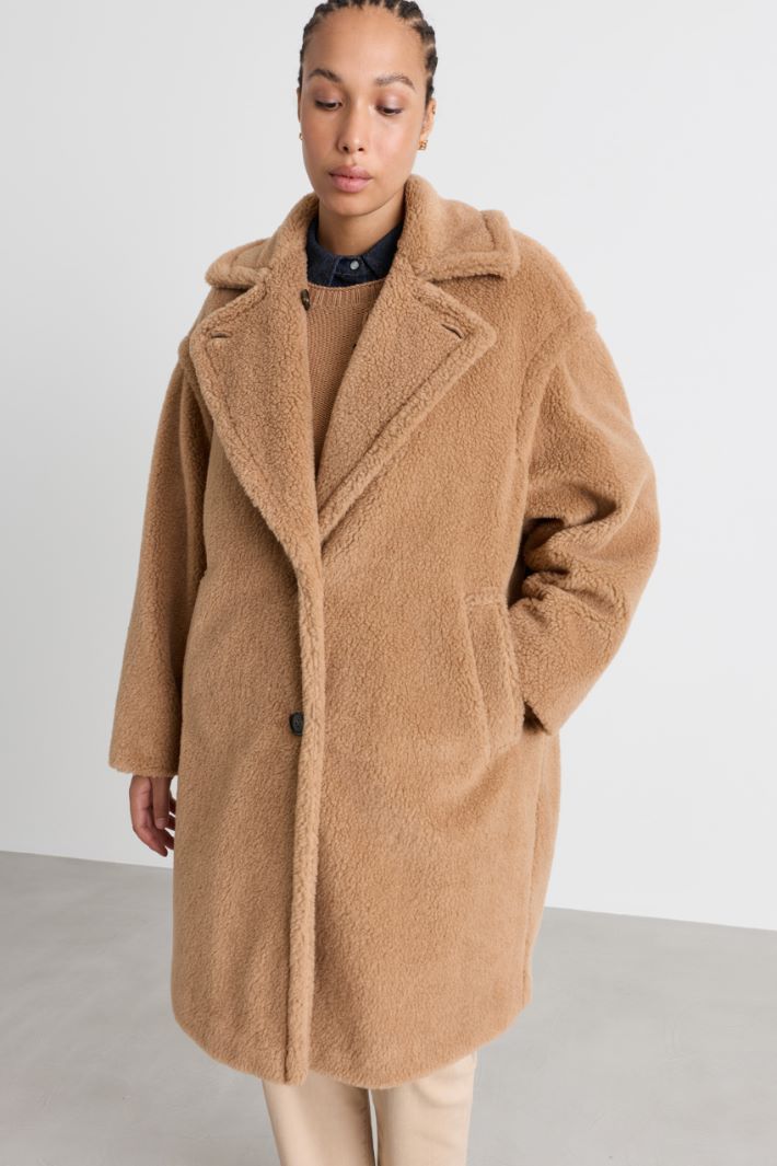 Coat in a Soft, Warm Fabric - CAMEL - Intrend - 2