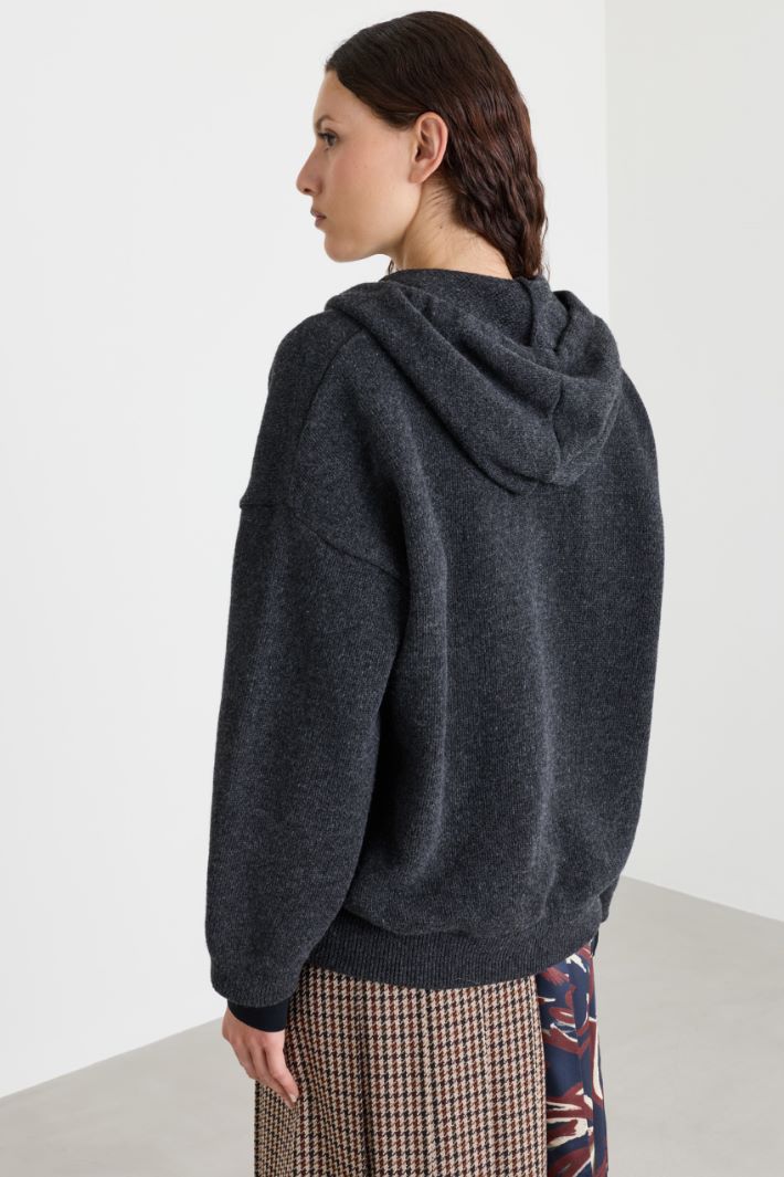 Knitted Hoodie - GREY - Intrend - 4