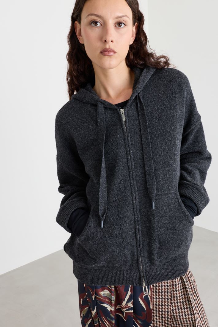 Knitted Hoodie - GREY - Intrend - 3