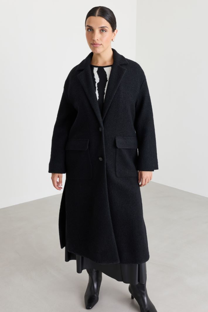 Cappotto in panno di jersey - NERO - Intrend - 2