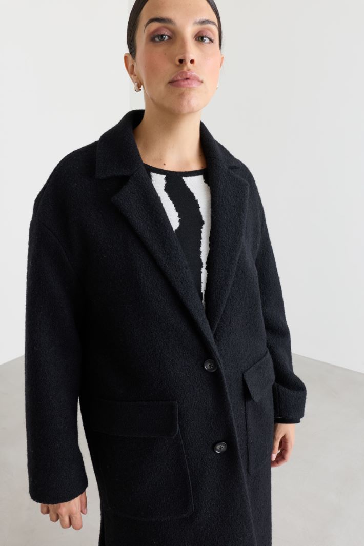 Cappotto in panno di jersey - NERO - Intrend - 3