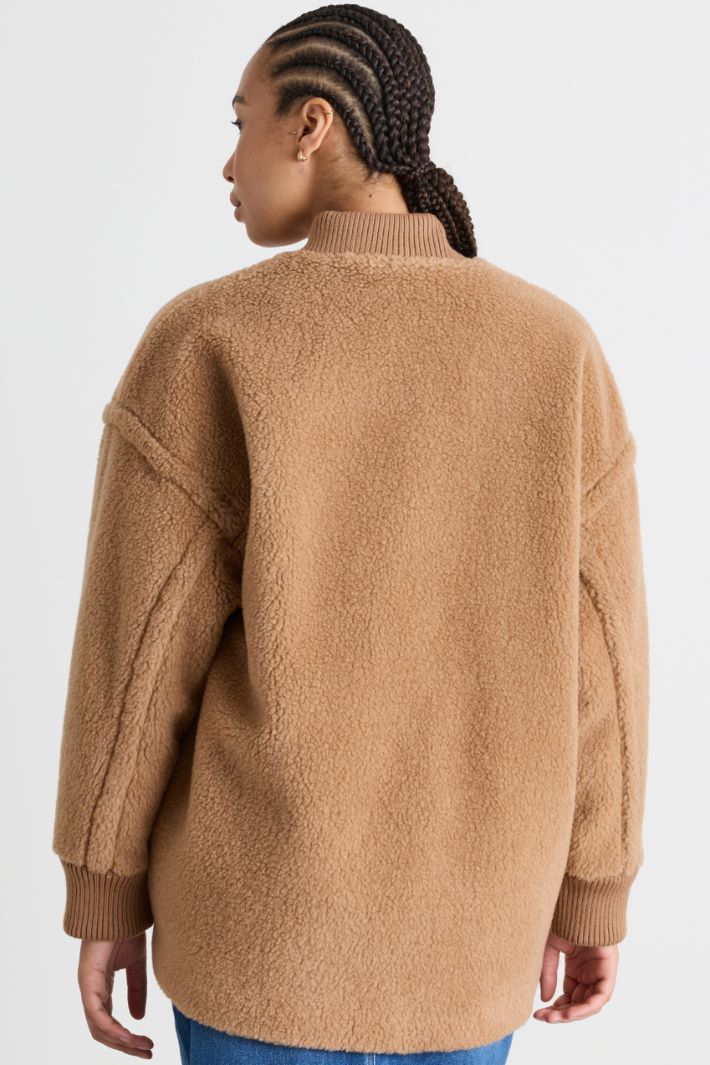 Bomber jacket in soft, warm jersey - CAMEL - Intrend - 4