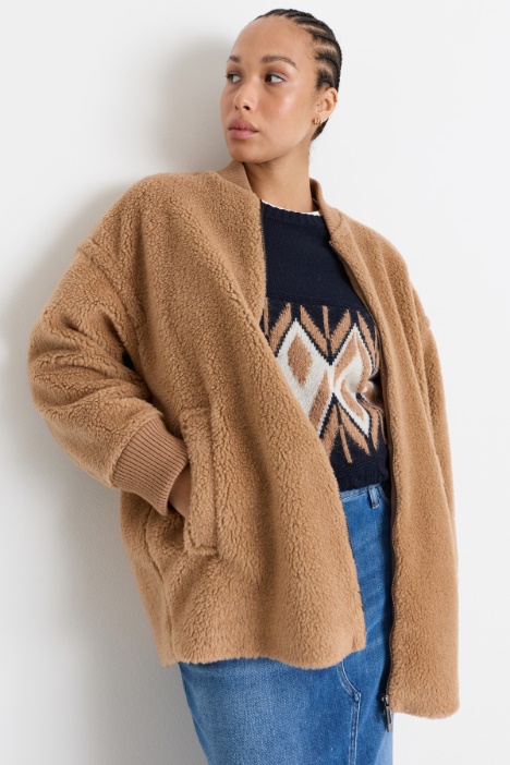 Bomber jacket in soft, warm jersey - Intrend