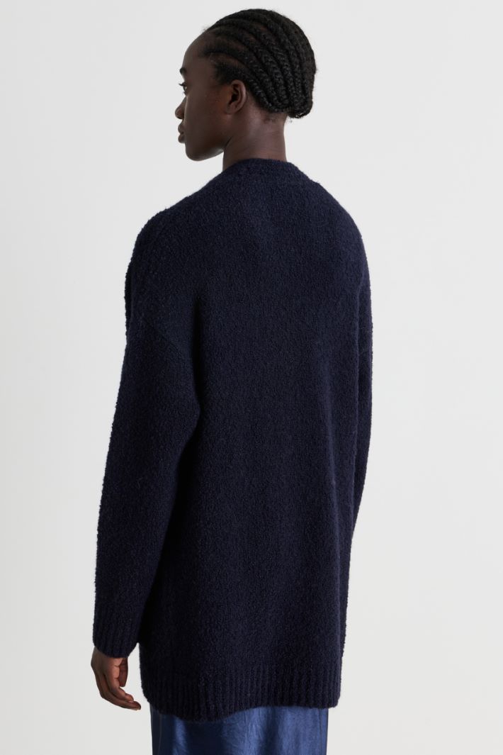 Oversized bouclé-knit jacket - BLUE - Intrend - 4
