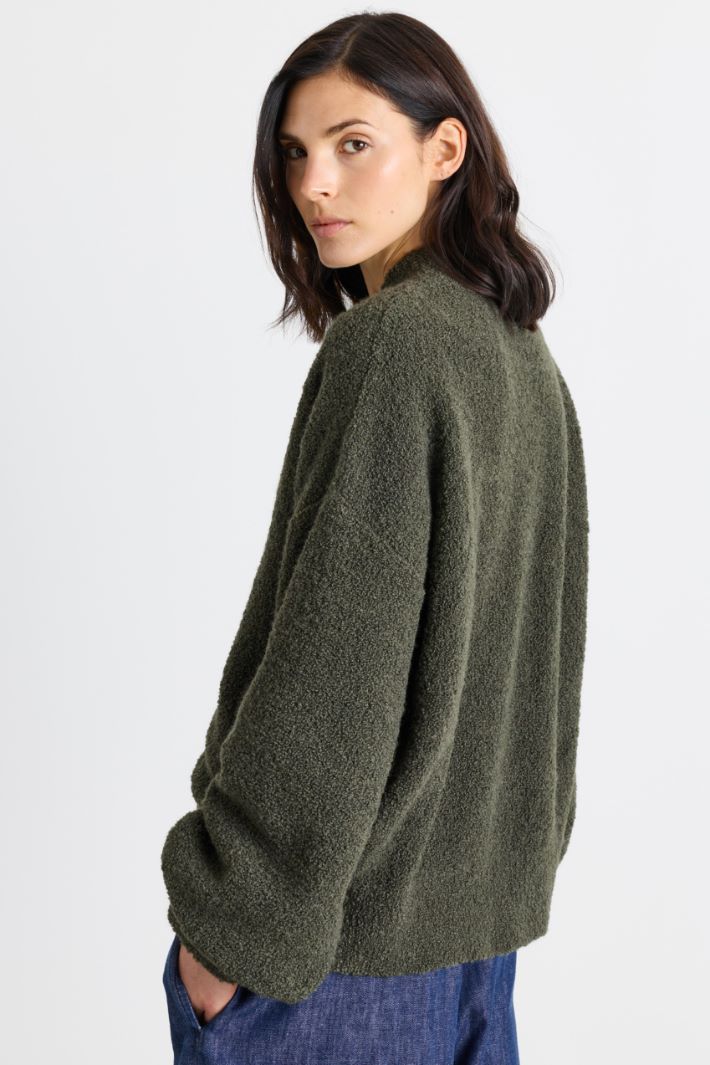 Bouclé bomber jacket - GREEN - Intrend - 4