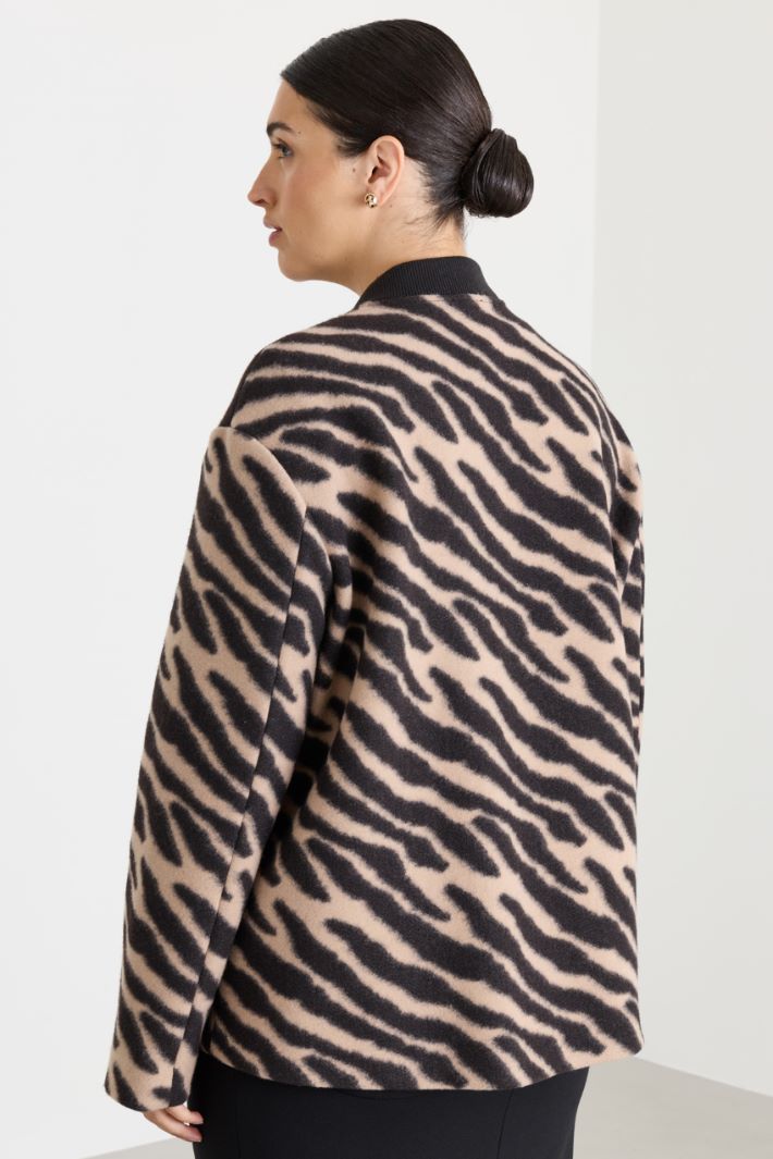 Jacquard jersey bomber jacket - BROWN - Intrend - 4