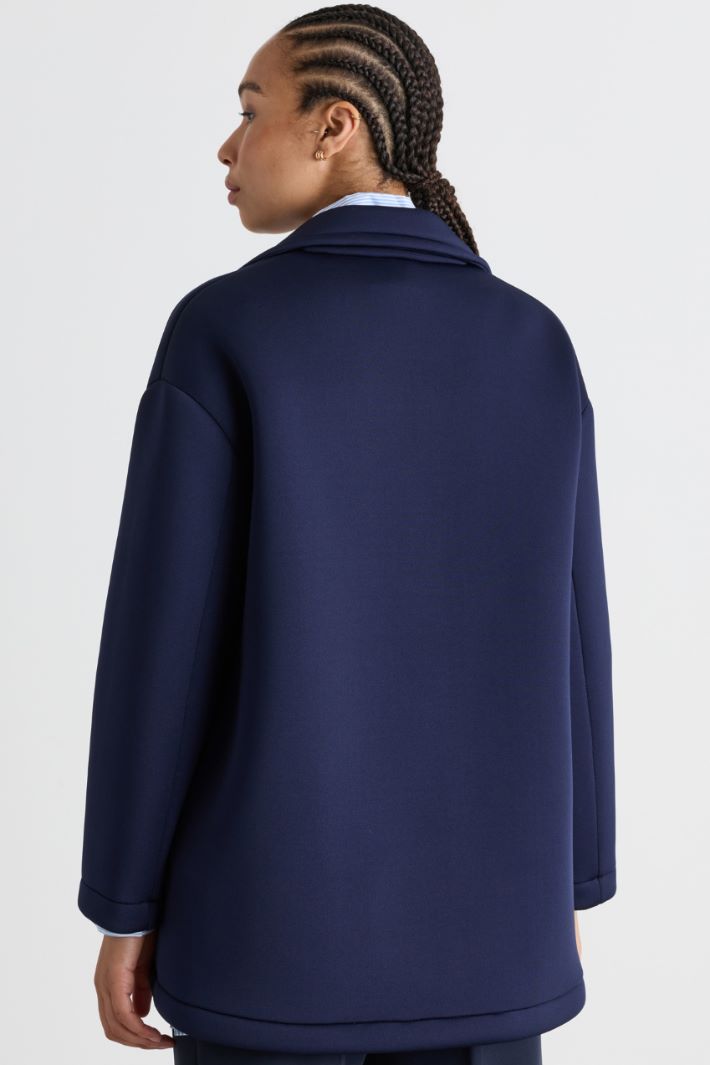 Compact fabric coat - BLUE - Intrend - 4
