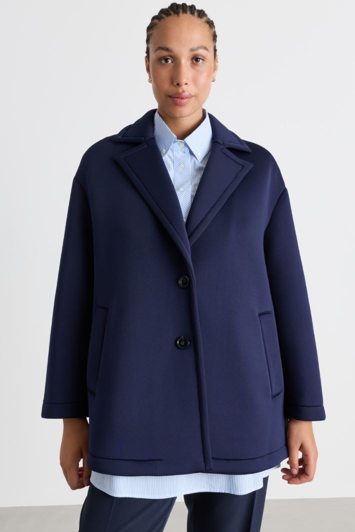 Compact fabric coat - BLUE - Intrend - 2