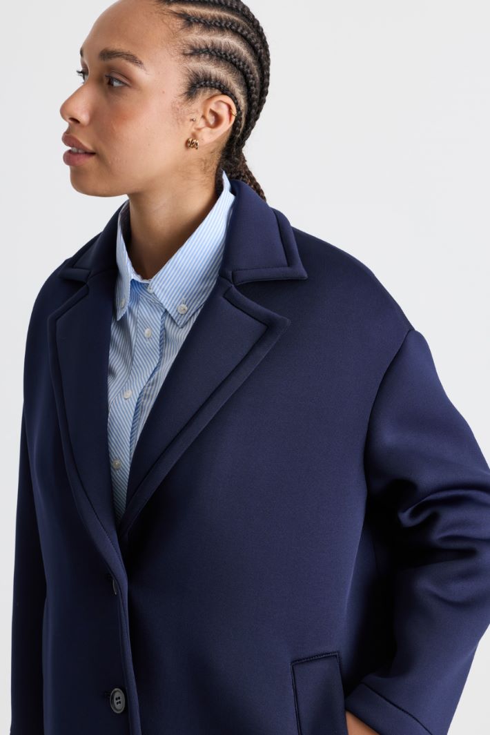 Compact fabric coat - BLUE - Intrend - 3