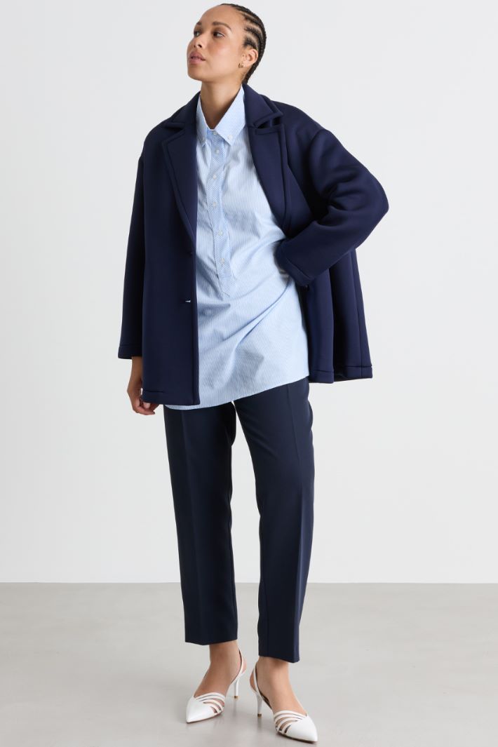 Compact fabric coat - BLUE - Intrend