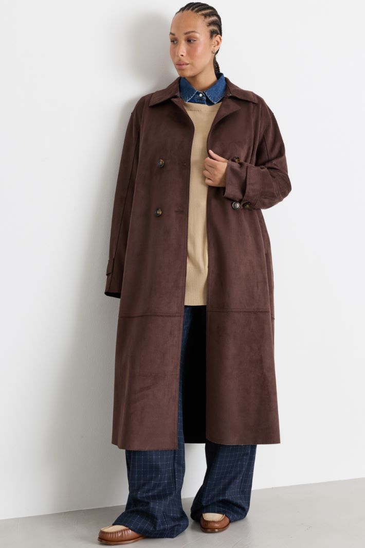 Trench en jersey au fini velouté - MARRON - Intrend