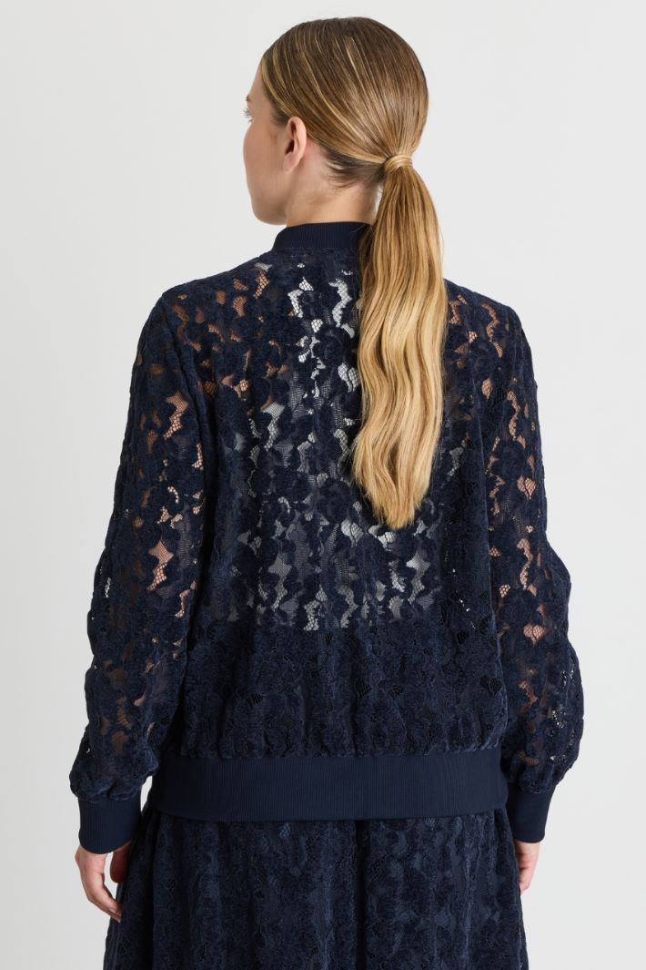 Bomber in pizzo di velluto - BLU - Intrend - 4