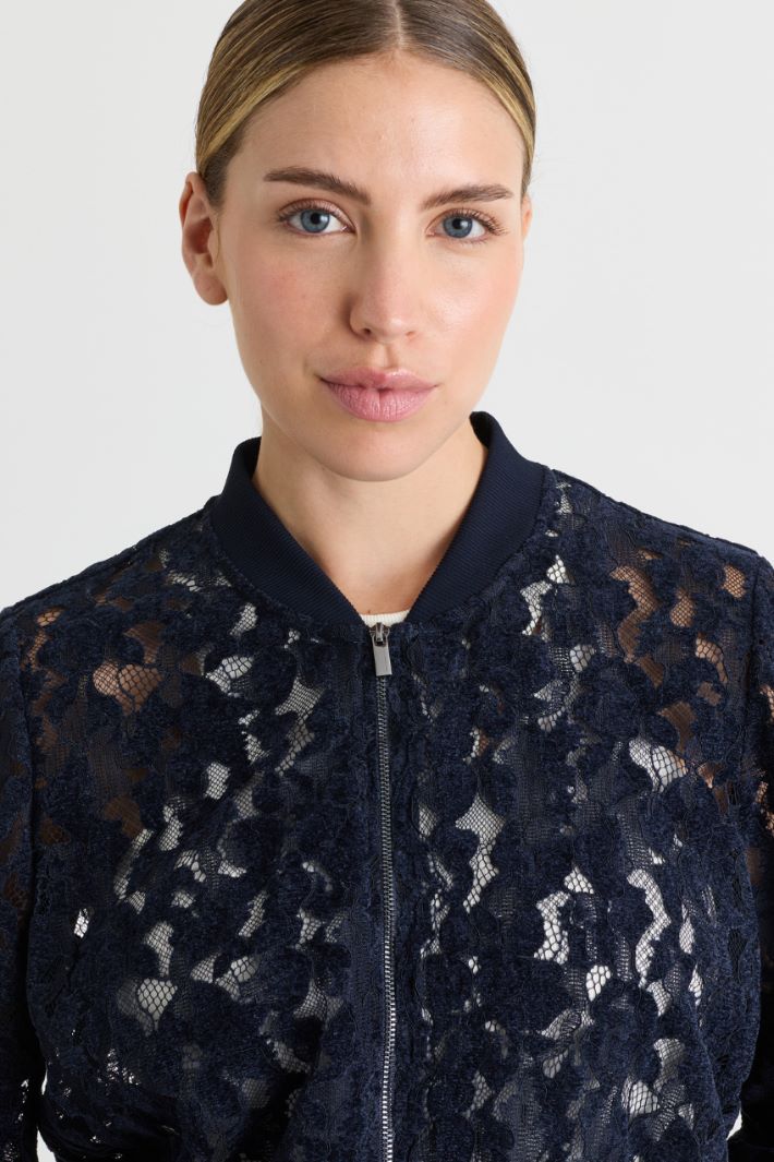 Bomber in pizzo di velluto - BLU - Intrend - 3