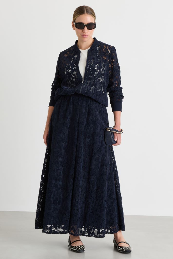 Bomber in pizzo di velluto - BLU - Intrend