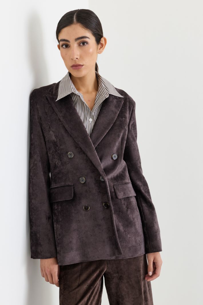 Blazer in velluto a coste - MARRONE - Intrend - 2