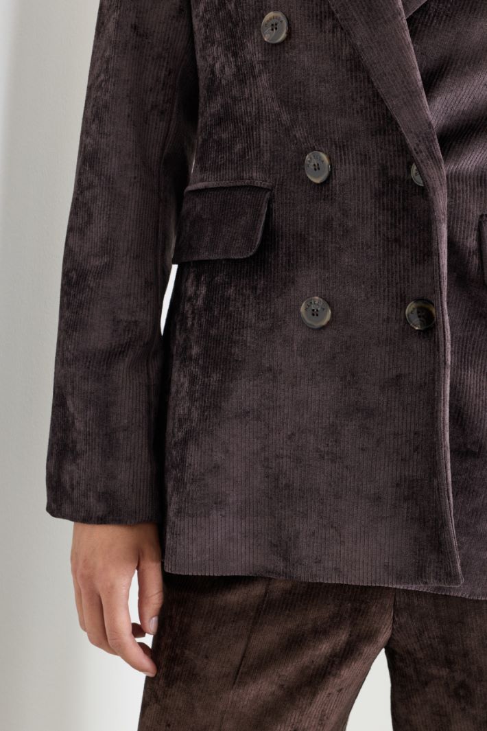 Blazer in velluto a coste - MARRONE - Intrend - 3