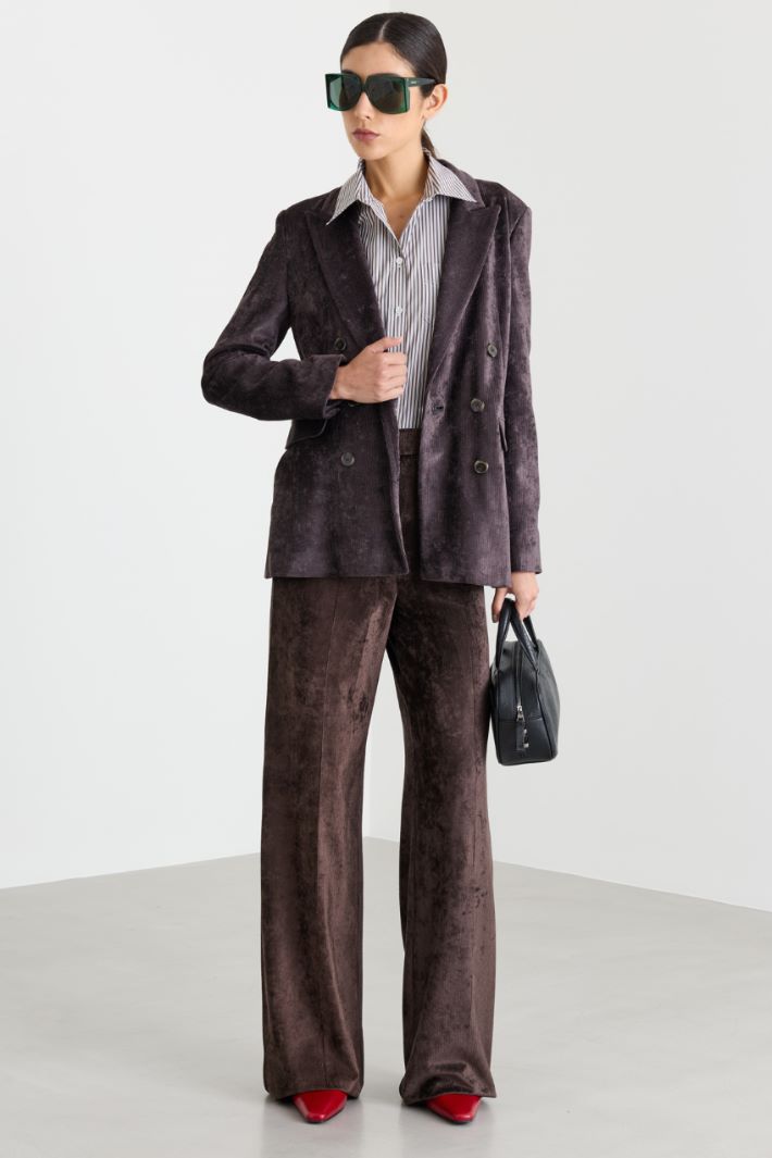 Blazer in velluto a coste - MARRONE - Intrend