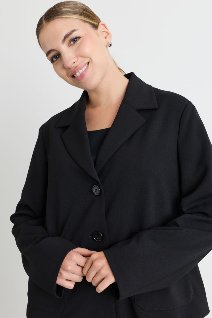 Giacca blazer in jersey compatto - NERO - Intrend - 3