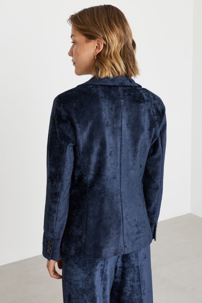 Blazer in effetto velluto - BLU - Intrend - 4