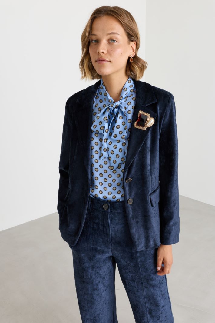Blazer in effetto velluto - BLU - Intrend - 2