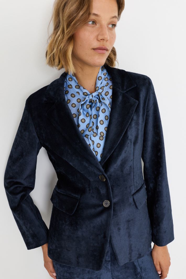 Blazer in effetto velluto - BLU - Intrend - 3