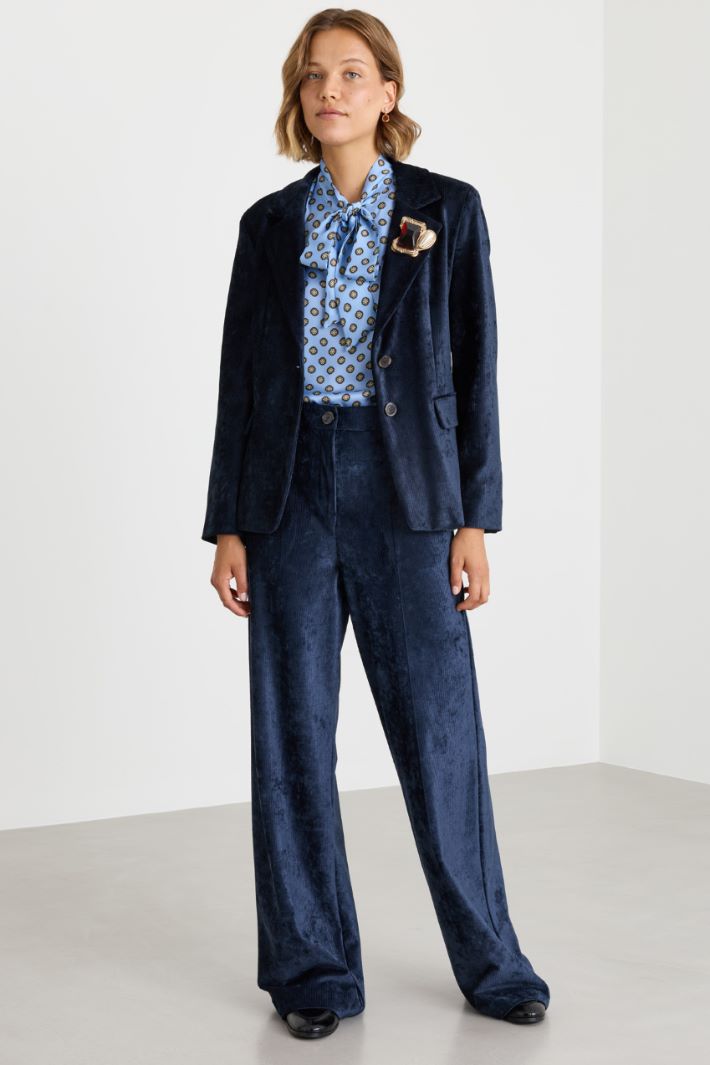Blazer in effetto velluto - BLU - Intrend
